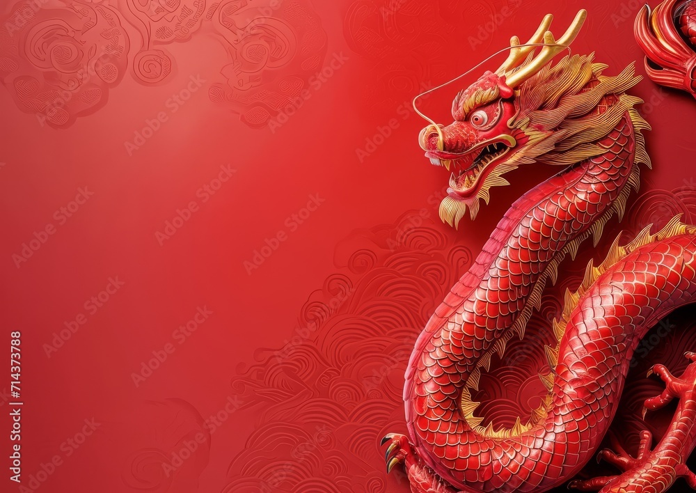 Obraz premium Chinese New Years Dragon Card 5x7 Lanterns Festival Background Wallpaper Image