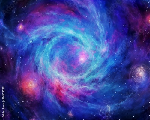 Swirling Cosmic Space Vortex Background Illustration in Blue and Red Galaxy with Star Backdrop