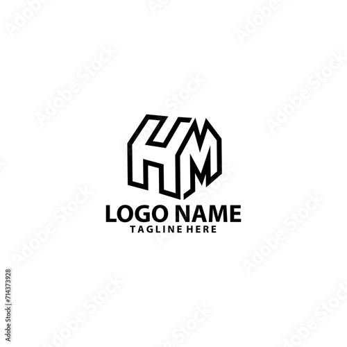 initial HM modern logo design vector