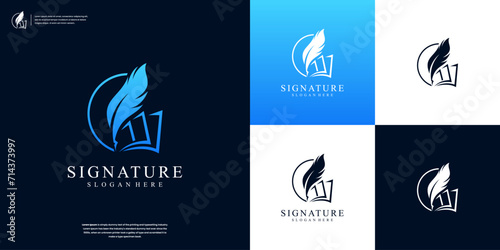 Fototapeta Naklejka Na Ścianę i Meble -  feather pen logo silhouette vector design for your business company identity