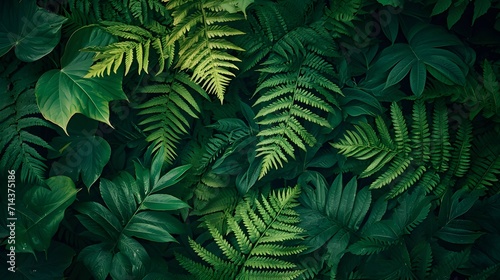 beautiful dark green fern leaves background