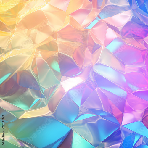 Multicolored texture background. Mosaic. Kaleidoscope. Stained glass. Holographic foil texture. The effect of iridescent glass or metal. Rainbow bright gradient. Multi-colored gradient glass.