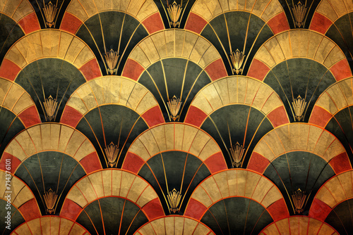 Art Deco Inspired Wallpaper, Elegant Geometric Wallpaper Design, Gold Accents