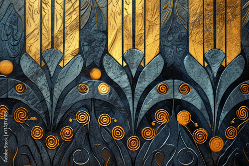 Art Deco Inspired Wallpaper, Elegant Geometric Wallpaper Design, Gold Accents