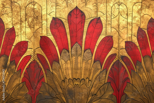 Art Deco Inspired Wallpaper, Elegant Geometric Wallpaper Design, Gold Accents