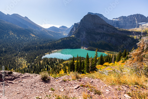 Grinnell Lake, Montana in Autumn. photo