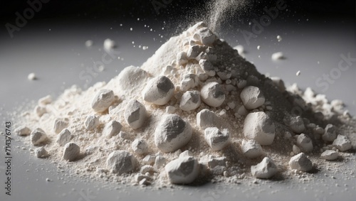 short shot of a mountain of white dust on a flat background photo