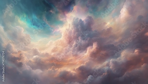 Colorful clouds illuminated by light, creating a mesmerizing mix of colors and textures.