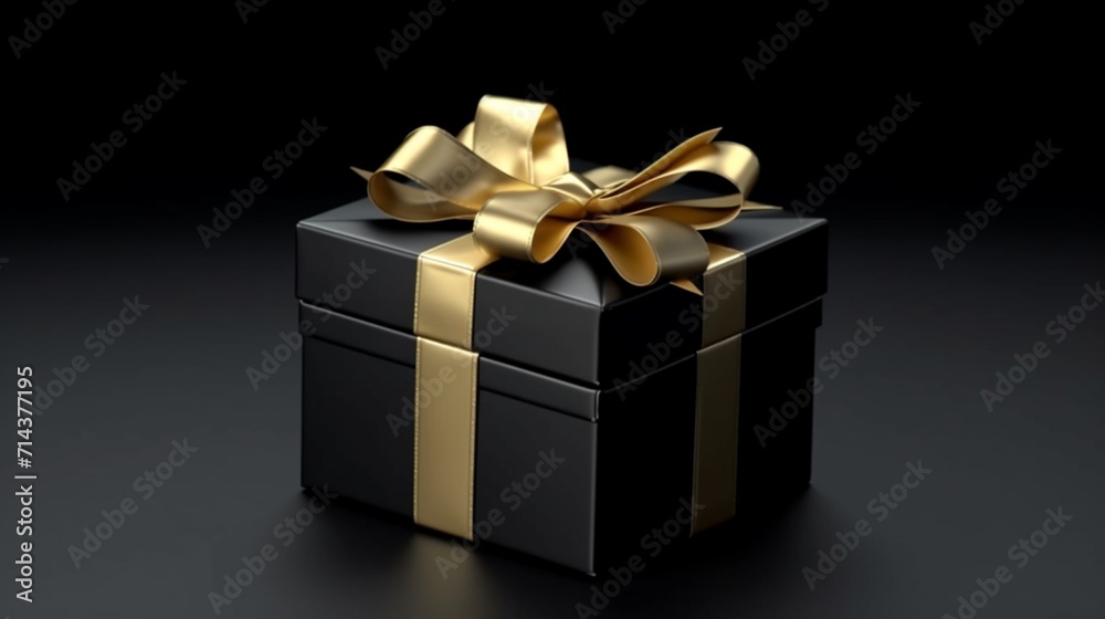 Obraz premium Blank open black gift box or opened black present box Ai Generative