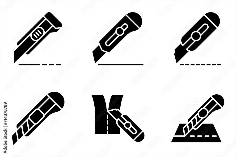 © Ainul - Cutter knife, Cutter icon set for website design. vector illustration on white background