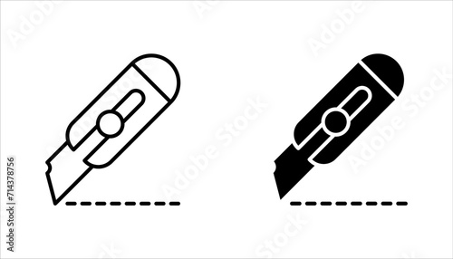 Cutter knife, Cutter icon set for website design. vector illustration on white background