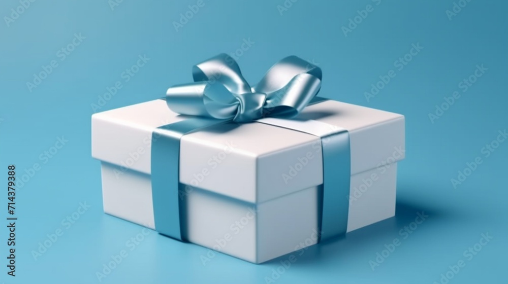 Obraz premium Blank open white gift box or present box with red ribAi Generative