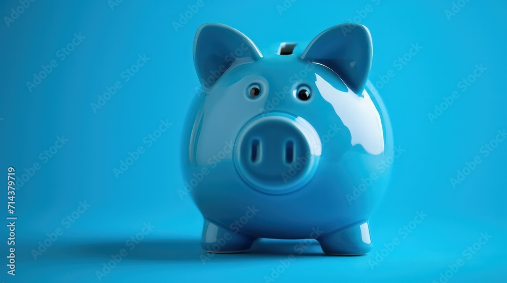 blue piggy piggy bank on a blue background