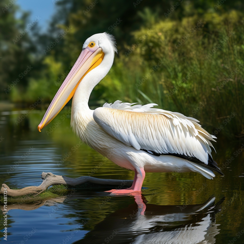 Great White Pelican in nature , Pelecanus onocrotalus Great White Pelican in nature , Pelecanus onocrotalus