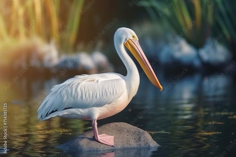 Great White Pelican in nature , Pelecanus onocrotalus Great White Pelican in nature , Pelecanus onocrotalus
