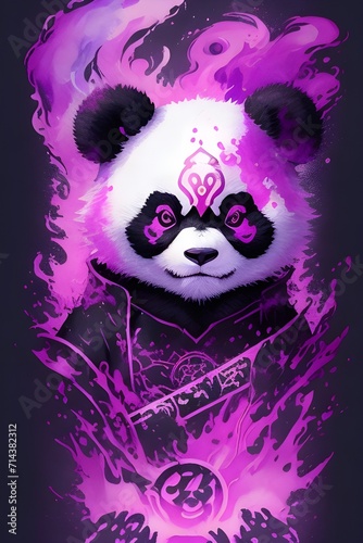 panda with black background