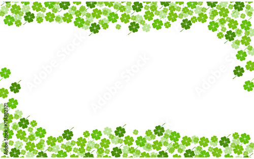 Clover shamrock leaf seamless border vector template for St. Patrick's day event celebration