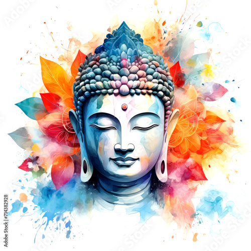 Buddha head watercolor illustration for poster and sublimation print