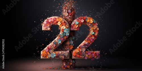 Illustration of number 22 with flowers photo