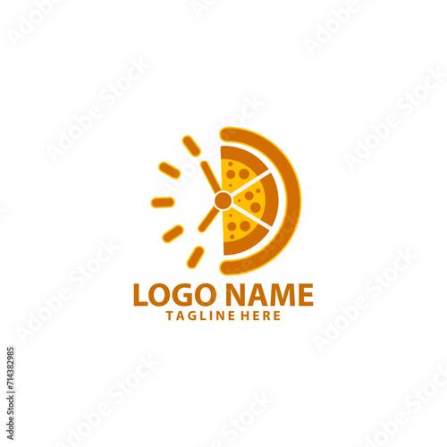 pizza time logo design vector