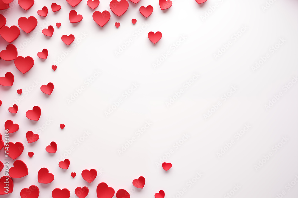 Valentines Day Background with copy space. Red hearts, love and romance concept.