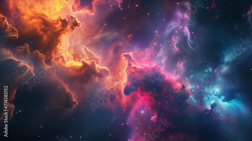 Vibrant color of space clouds background wallpaper © KhaizanGraphic