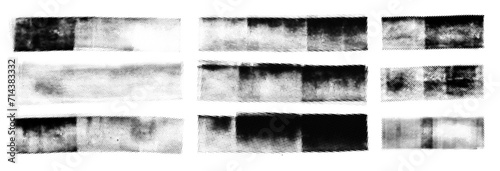 Abstract vector halftone rectangular shapes. Grunge banner with small dots pattern.