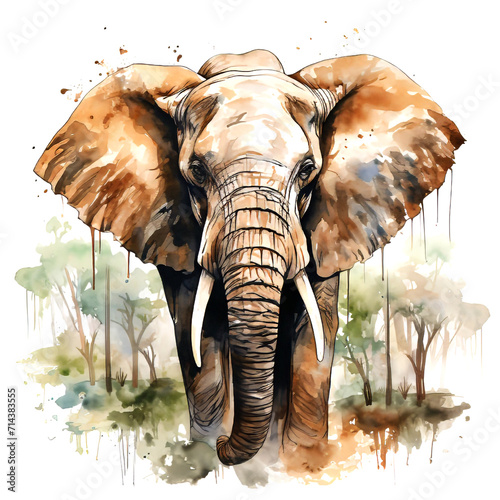 Elephant watercolor illustration for poster, wallpaper and sublimation design print
