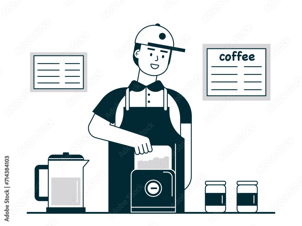 Barista is mixing coffee. Coffee time vector illuatrations. Barista is mixing coffee. Coffee time vector illuatrations.