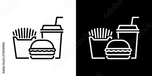 ファストフート店のハンバーガーセットのアイコン