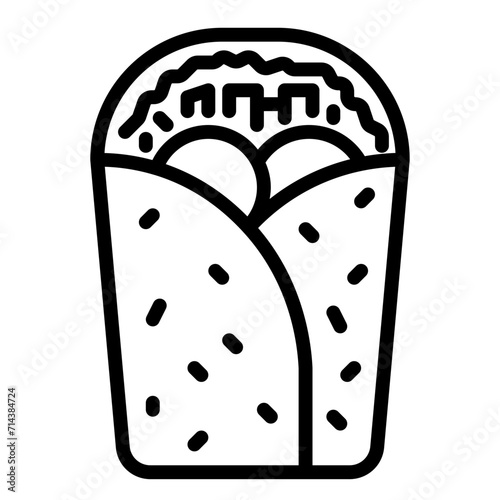 Burrito icon, line icon style