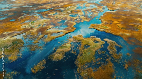  an aerial view of a body of water in the middle of a large body of water with land in the middle of the water and land in the middle of the middle of the water.