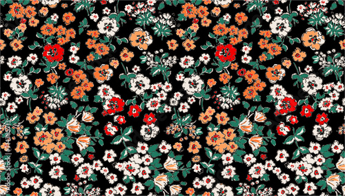 Floral liberty pattern. Plant background for fashion, tapestries, prints. Modern floral design perfect for fashion and decoration