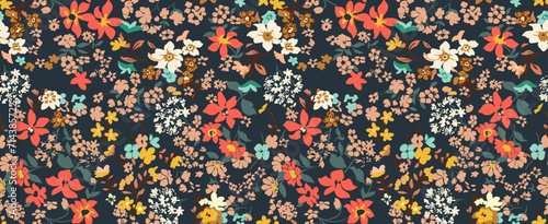 Floral liberty pattern. Plant background for fashion, tapestries, prints. Modern floral design perfect for fashion and decoration