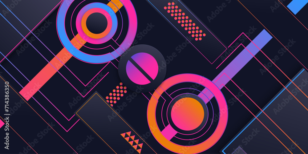 Fototapeta premium Abstract rounded and line in gradient futuristic design