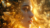 Captivating image a close up woman's face decorated with a crystal geode.  Surrealistic artwork. The intricate details, and utilize soft lighting. The magical and dreamlike ambiance.