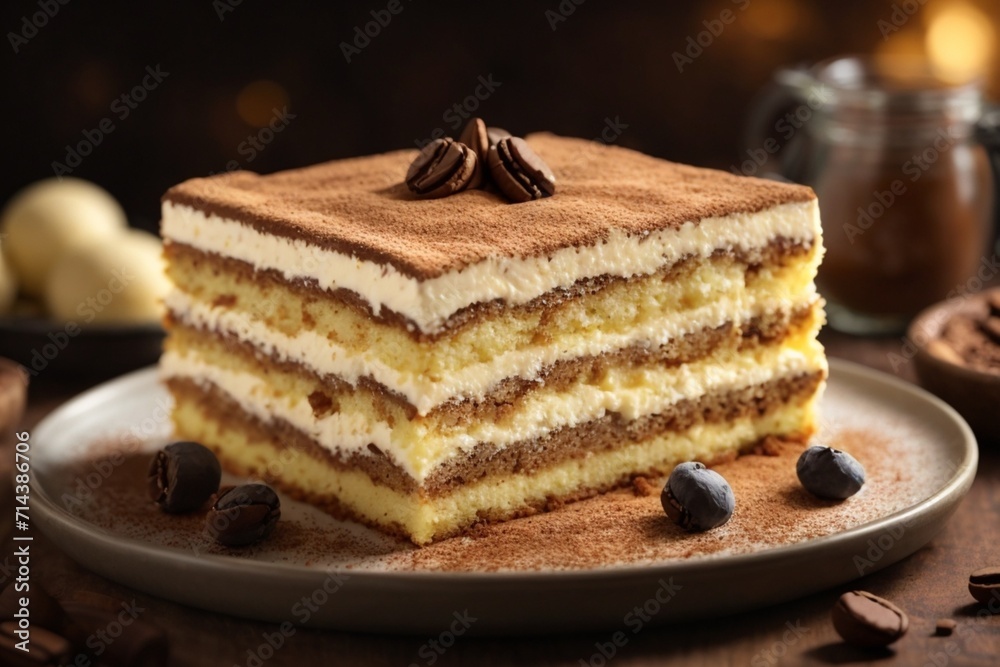 piece of cake with coffee (Tiramisu) piece of cake with coffee (Tiramisu)