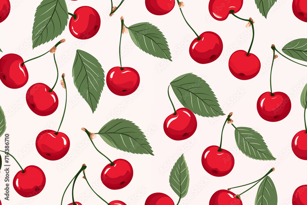Simple cherry pattern on the white background Simple cherry pattern on the white background