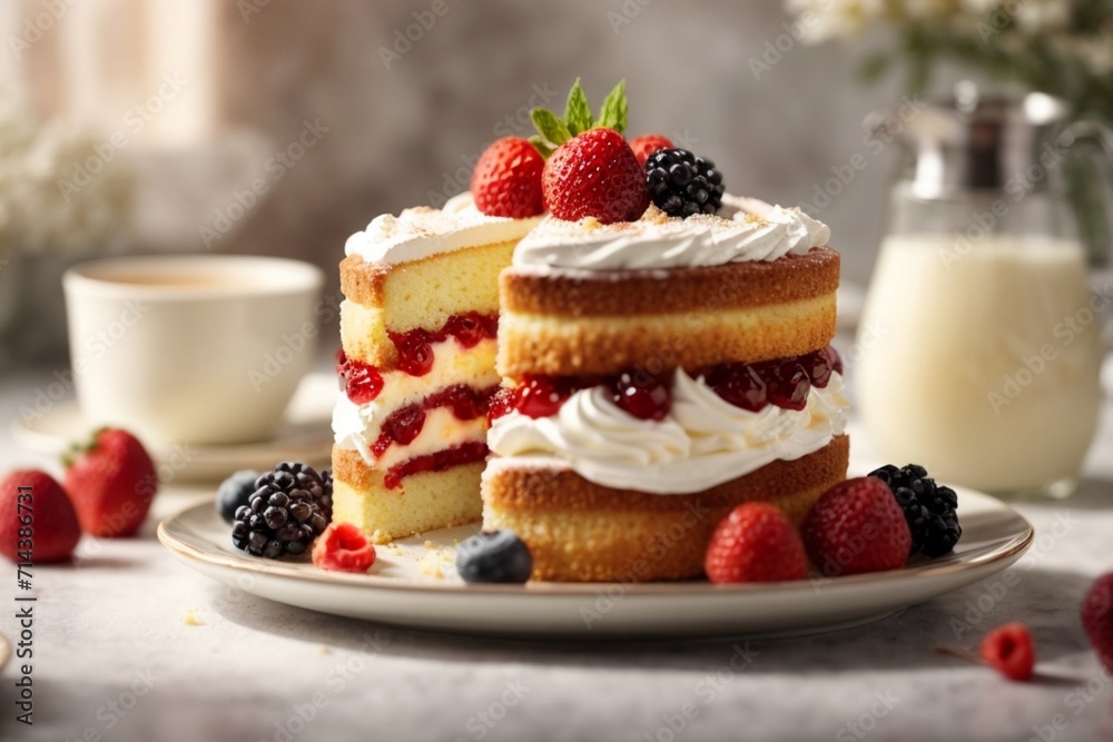 cake with strawberries (Victoria Sponge Cake) cake with strawberries (Victoria Sponge Cake)