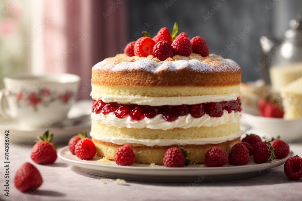 cake with strawberries (Victoria Sponge Cake)