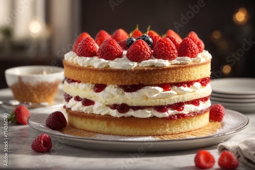 cake with strawberries  Victoria Sponge Cake 