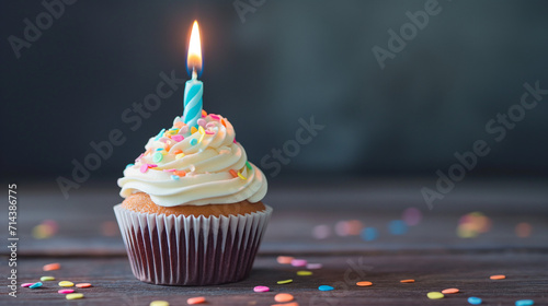 Celebrate in Style: Birthday Cupcake with Candle
