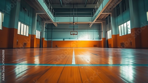 low angle indoor basketball court © KhaizanGraphic