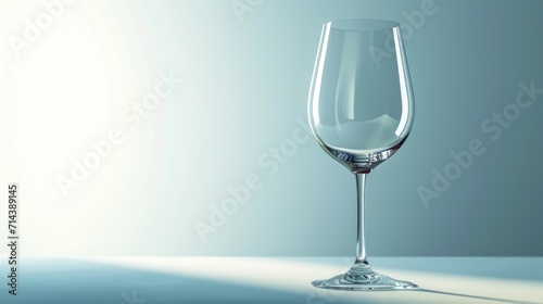  a wine glass sitting on a table with a light reflecting off the side of the glass and a shadow of the glass on the table top of the wine glass.