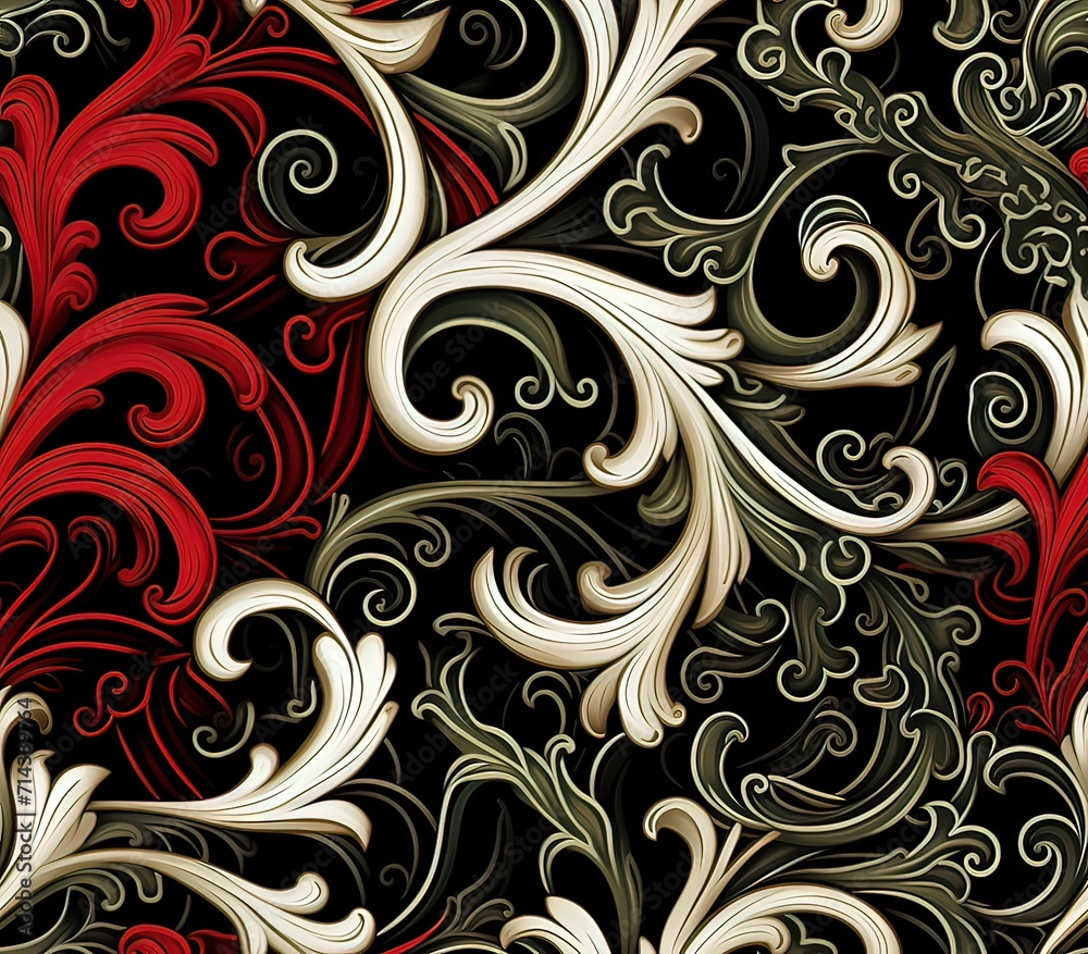 Scrollwork, Fabric Pattern, Seamless Pattern. Scrollwork, Fabric Pattern, Seamless Pattern.