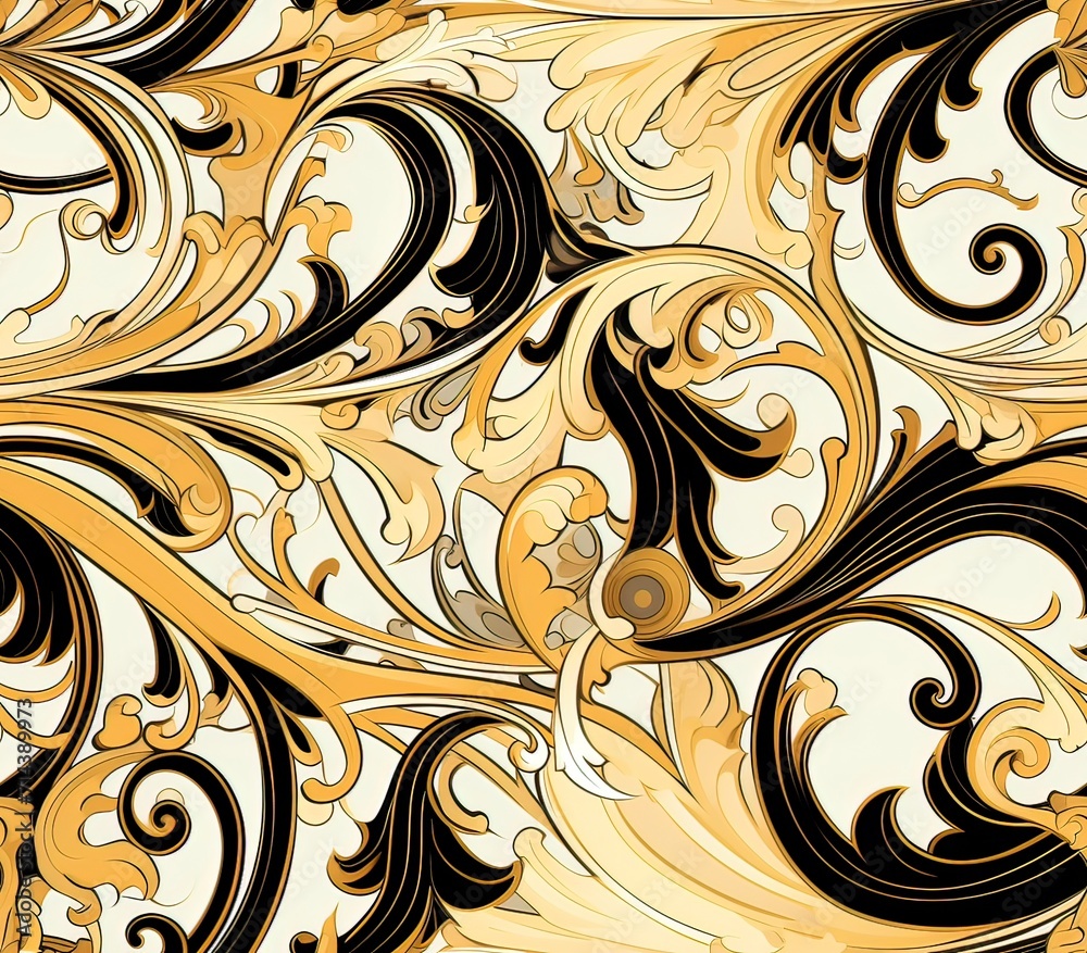Scrollwork, Fabric Pattern, Seamless Pattern.