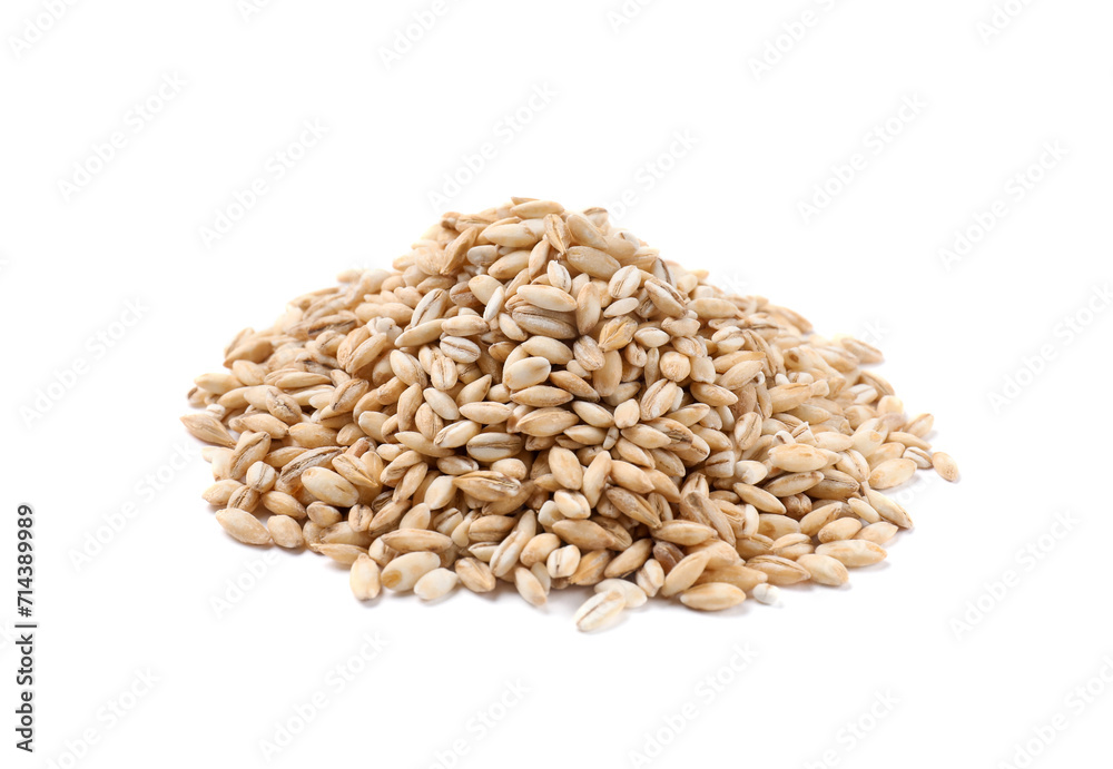 Pile of raw pearl barley isolated on white Pile of raw pearl barley isolated on white