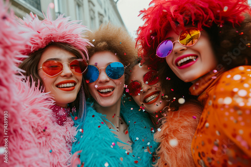 Group of women having fun at carnival