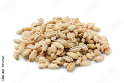 Pile of raw pearl barley isolated on white