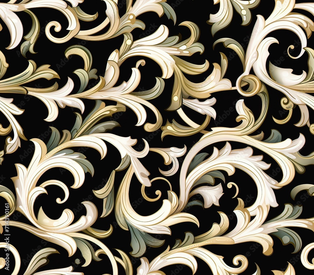 Scrollwork, Fabric Pattern, Seamless Pattern. Scrollwork, Fabric Pattern, Seamless Pattern.